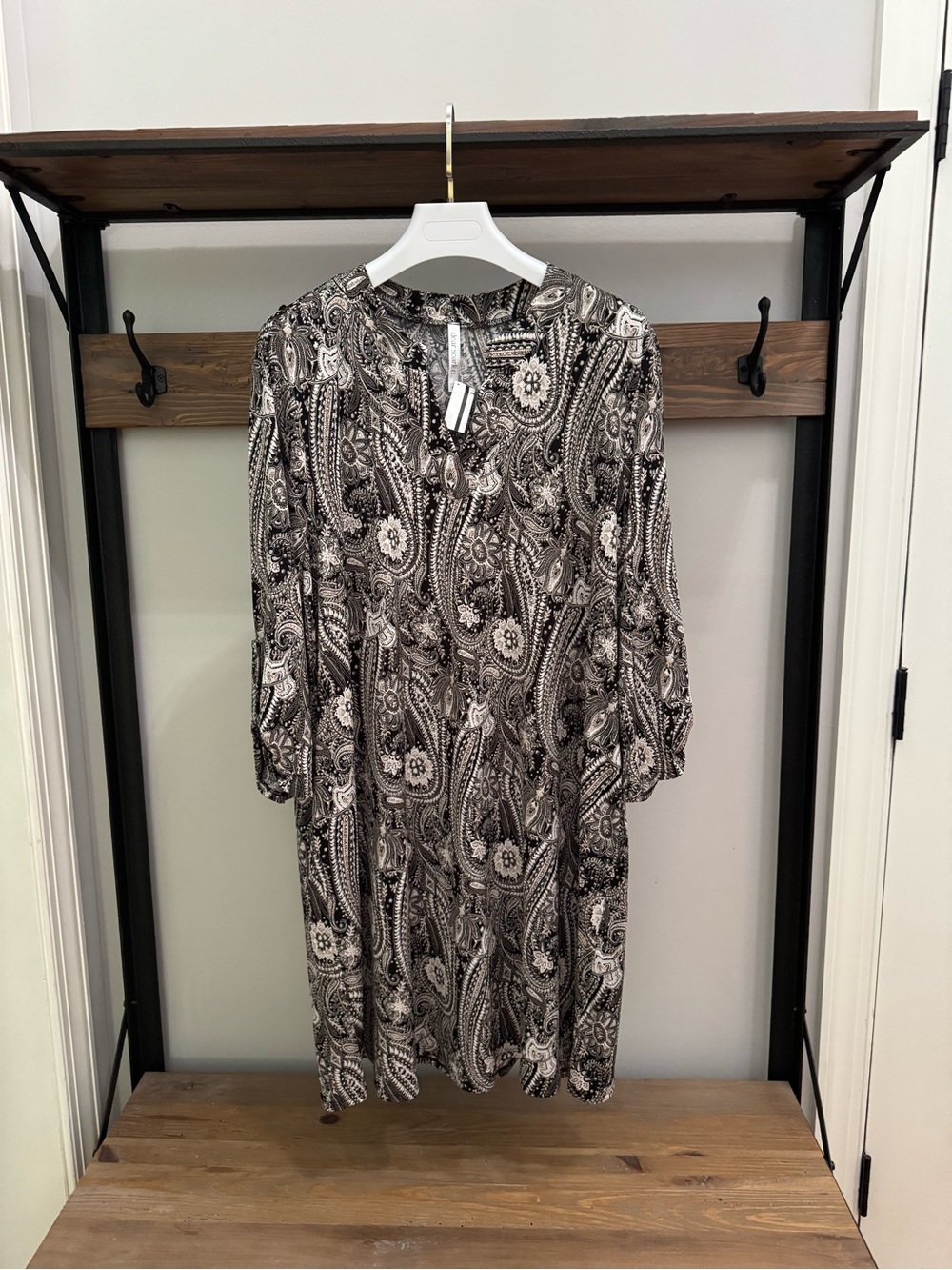 Pocketed Paisley 3/4 Sleeve Midi Dress 2X NWT